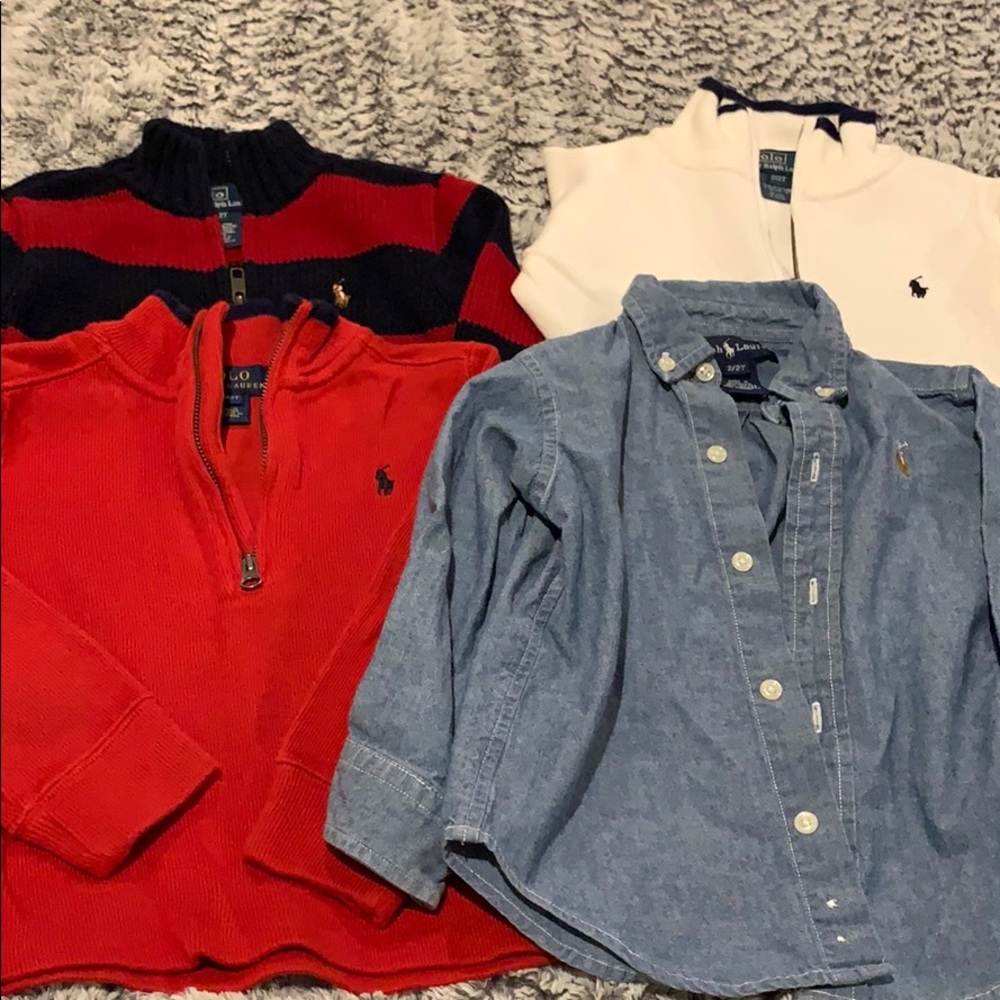 3 Polo Sweaters and Button Down Shirt